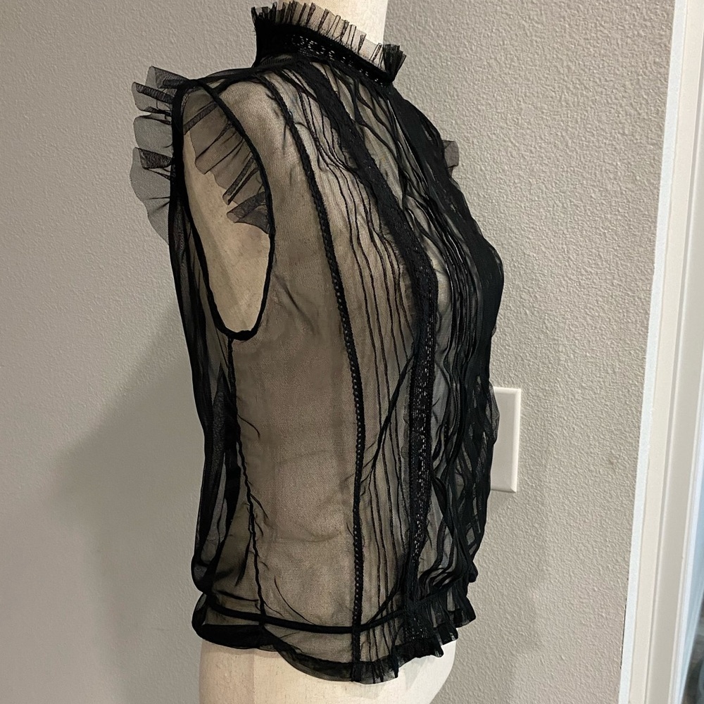 Elegant Black Sheer Striped Women's Top - Picture 8 of 12